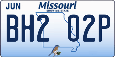 MO license plate BH2O2P