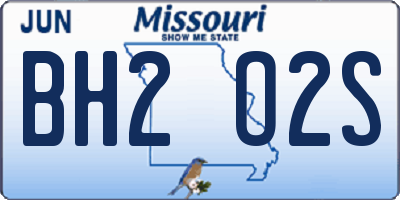MO license plate BH2O2S