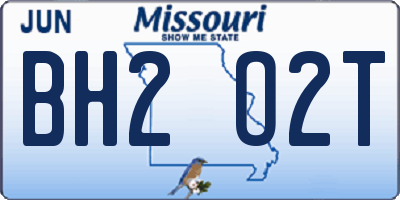 MO license plate BH2O2T