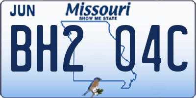 MO license plate BH2O4C