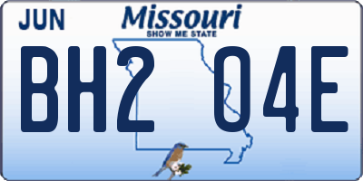 MO license plate BH2O4E