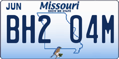 MO license plate BH2O4M