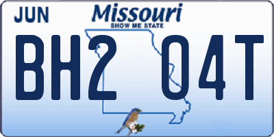 MO license plate BH2O4T