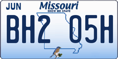 MO license plate BH2O5H