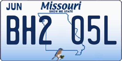 MO license plate BH2O5L