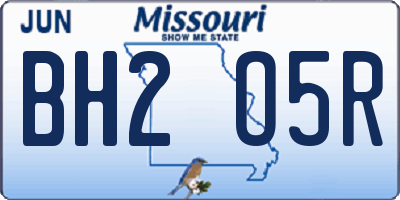 MO license plate BH2O5R