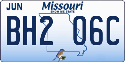 MO license plate BH2O6C