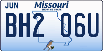 MO license plate BH2O6U