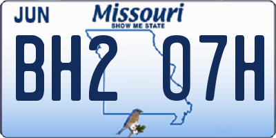 MO license plate BH2O7H