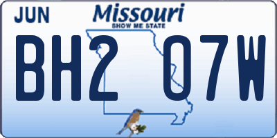 MO license plate BH2O7W
