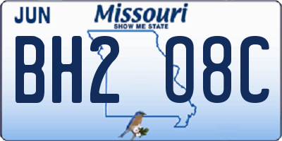 MO license plate BH2O8C