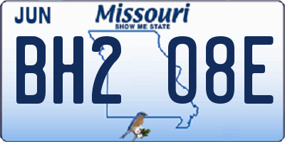 MO license plate BH2O8E