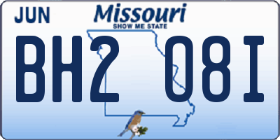 MO license plate BH2O8I