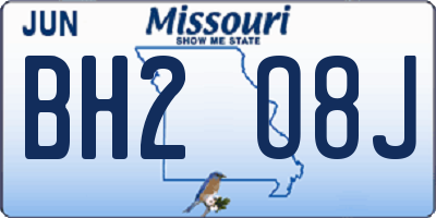 MO license plate BH2O8J