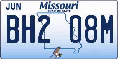 MO license plate BH2O8M