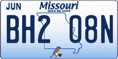 MO license plate BH2O8N