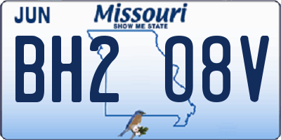 MO license plate BH2O8V
