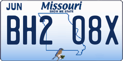 MO license plate BH2O8X