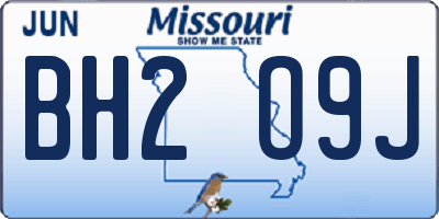 MO license plate BH2O9J
