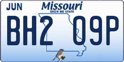 MO license plate BH2O9P