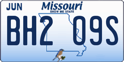 MO license plate BH2O9S