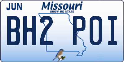 MO license plate BH2P0I