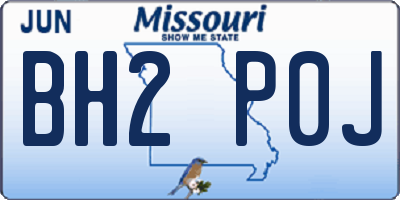 MO license plate BH2P0J