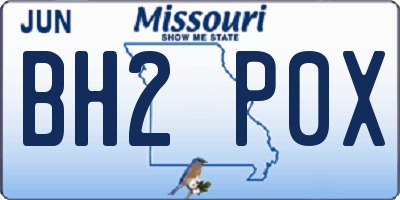 MO license plate BH2P0X