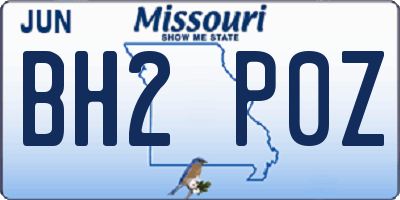 MO license plate BH2P0Z