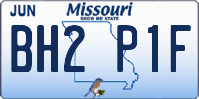 MO license plate BH2P1F