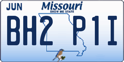 MO license plate BH2P1I