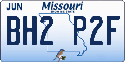 MO license plate BH2P2F