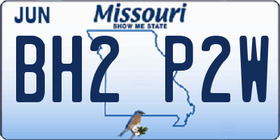 MO license plate BH2P2W