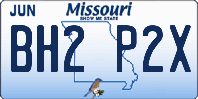 MO license plate BH2P2X