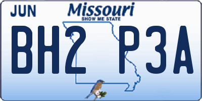 MO license plate BH2P3A