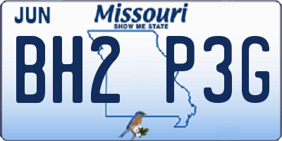MO license plate BH2P3G