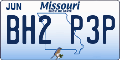 MO license plate BH2P3P
