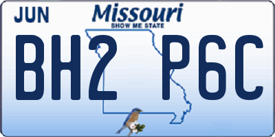 MO license plate BH2P6C