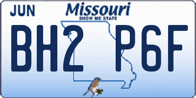 MO license plate BH2P6F