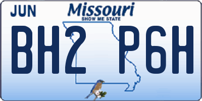 MO license plate BH2P6H