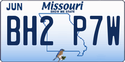 MO license plate BH2P7W