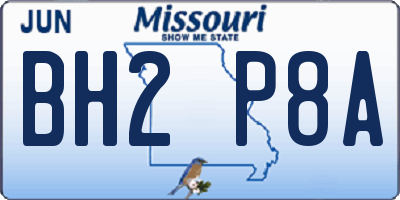 MO license plate BH2P8A