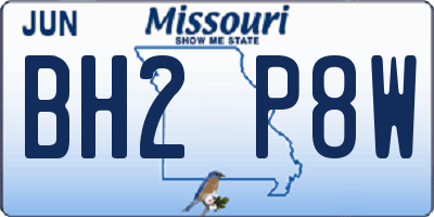 MO license plate BH2P8W