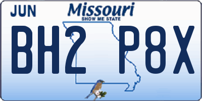 MO license plate BH2P8X