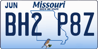 MO license plate BH2P8Z