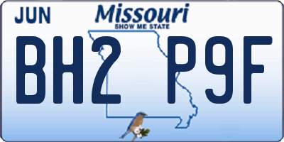 MO license plate BH2P9F