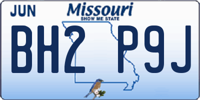 MO license plate BH2P9J