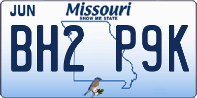MO license plate BH2P9K