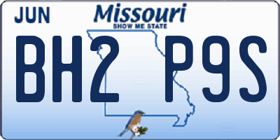 MO license plate BH2P9S