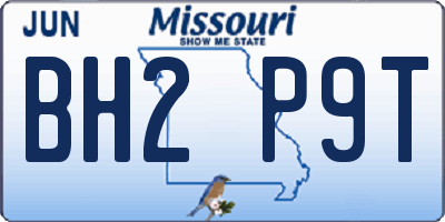 MO license plate BH2P9T